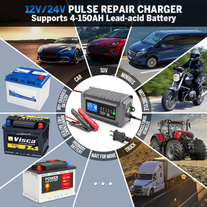 Reparación de pulso 12V 10A 24V 5A cargador de batería de plomo ácido para camión coche AGM ciclo profundo VRLA 4AH-100AH Battri cargador pantalla LCD - Product Image 3