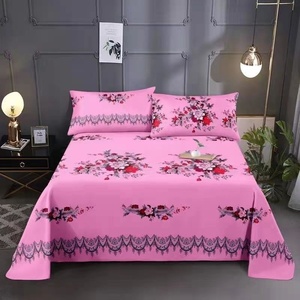 Phong Cách Mỹ 3 Mảnh Thiết Lập Lớn Hoa Hoa Sáng Polyester California Vua Tấm Ga Giường Và Tấm Phẳng Thiết Lập - Product Image 4