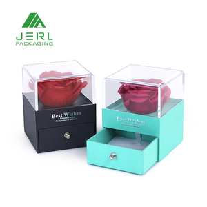 Paper Acrylic Lip Unique Single Rose Flower Packaging Box Flower Packing Box with Drawer