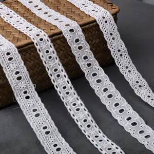 Best selling fancy wholesale Floral White cotton lace trim for dress