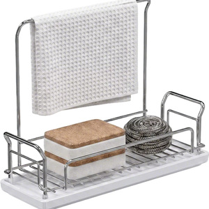 304 Stainless Steel Kitchen Dishcloth Drainer Rack L-Shaped Multi Function Sink Window Sill Storage Organizer for Towels Sponges - Product Image 5