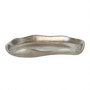Aluminium Decorative <b>Trays</b> Silver Finish Modern Design Metal <b>Serving</b> <b>Tray</b> For Snacks Drinks Display Home Cafe Supplies Tableware - Product Image 1