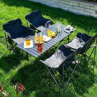 Table et chaises d'extérieur en métal pour camping, style décontracté, pique-nique, barbecue