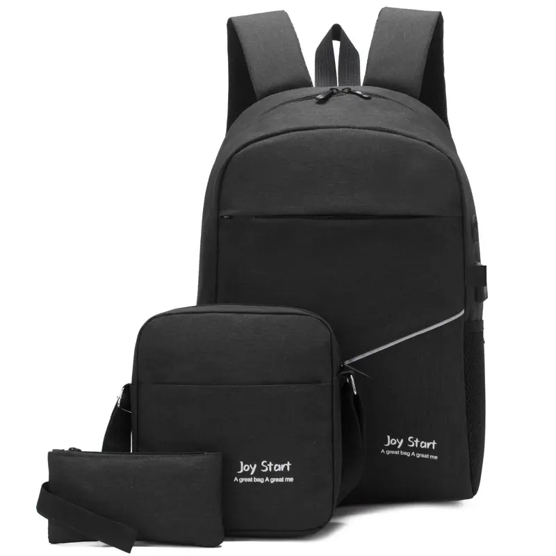 Toptan kaliteli Unisex 3 adet kolej öğrenci okul çantası Set Laptop sırt çantası ile basit omuz çantası