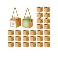 Mini boîte à plantes en pot en papier kraft recyclable et personnalisable, boîte carrée étanche à fleurs à la main, emballage pliable, vente en gros