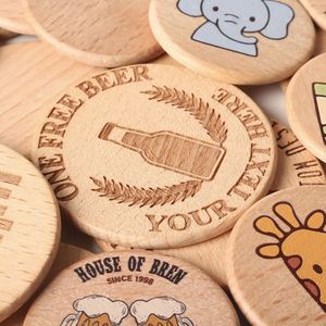 Jetons en bois poli personnalisés avec logo et motif pièce de monnaie, plusieurs tailles, pour promotion en magasin, événements, souvenirs, jeux éducatifs et jeux de mémoire - Product Image 4