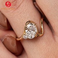 Bague en diamant de laboratoire certifié IGI PHPT CVD, or massif 10K 14K 18K, diamant de laboratoire taille ovale, bague de fiançailles et de mariage