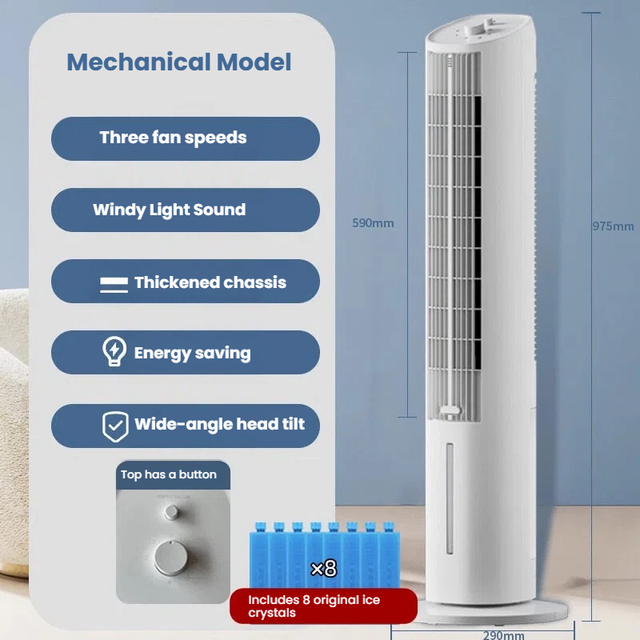 Tower Cooling Fan with 3L Water Tank 75W Evaporative Air Cooler with Mechanical or Remote Control | Oscillating Cooling Fan EU