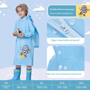 Dễ thương phim hoạt hình khủng long Áo mưa cho trẻ em không thấm nước dài cổ Poncho với còng đàn hồi không mùi môi trường vật liệu an toàn - Product Image 2