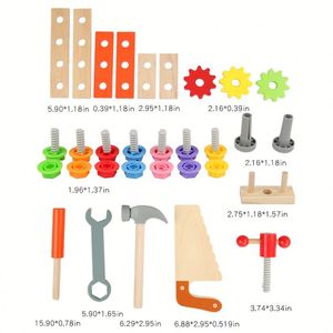 Maisonnette en bois et coffret à outils pour enfants, jeu d'éveil éducatif, puzzle de simulation de réparation, jouets en bois - Product Image 3