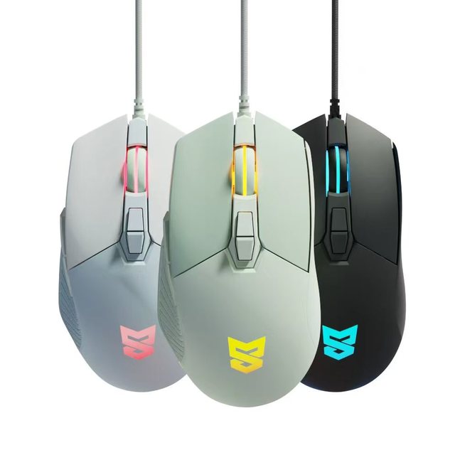 SUNSONNY S-M6PRO Wired Gaming Mouse 7200DPI 4 Speed Adjustable Macro RGB Ergonomic with Tail Light for PC Laptop