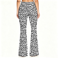 Großhandel Damen High-Waist Flare Yoga-Hosen Retro Schneeleoparden-Druck Schlaghosen Schwarz-Weiß Gepardenmuster Leggings
