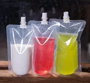 Emballage de boisson au jus de fruits en plastique réutilisable personnalisé Doypack pochette à bec Sac de pochette debout avec spou