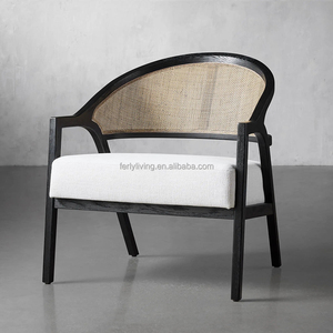 FERLY, juegos de muebles para sala de estar, brazo de madera de lujo moderno, pierna en forma de V invertida, respaldo inclinado, sillón de cuero - Product Image 3