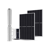 Pompe à eau solaire hybride AC/DC 200m 7m³/h sans balais, submersible, avec contrôleur externe, pour eau propre et irrigation