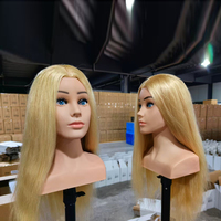 Blonde vraie tête d'entraînement de Mannequin de cheveux humains avec épaule beauté école mariée coiffure maquillage formation Mannequin poupée