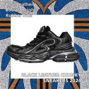 2024 Zapatillas de deporte de cuero de diseñador con logotipo personalizado para hombres Zapato para caminar de aumento de altura grueso negro para invierno - Product Image 3