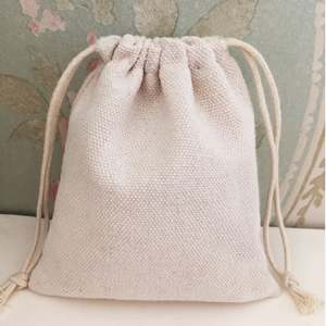 Sac en toile de coton biologique blanc naturel personnalisé avec cordon de serrage, pochette cadeau, emballage pour boucles d'oreilles, sacs à bijoux - Product Image 2