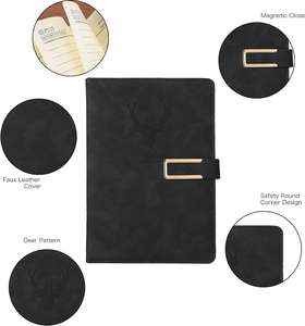 Carnet de notes professionnel A5 personnalisable en cuir PU, couverture rigide, 100 feuilles, fermeture magnétique, pages intérieures personnalisées avec marque, 4 couleurs - Product Image 5