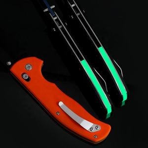 Светящийся Темный титановый карманный нож для выживания на открытом воздухе, нейлоновая ручка для кемпинга, охоты, кнопочный переключатель, Флуоресцентный светильник - Product Image 5