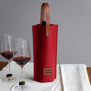 Bolsa de asas de vino de regalo de fieltro de botella individual nevera aislada boda logotipo personalizado - Product Image 4