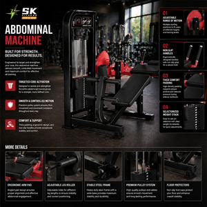 Machine à Crunchs Abdominaux Assis à Poids Sélectables SK Commercial – Équipement Professionnel d'Entraînement des Abdos et du Core pour Salle de Sport - Product Image 2