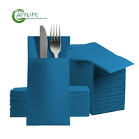Serviettes de table imprimées écologiques de luxe 1 pli en Airlaid, toucher lin, en pâte de bois vierge, douces, avec pochette à couverts pliée