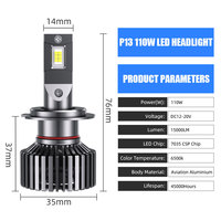 130W H7 H4 LED HB3 HB4 9005 9006 H1 H3 H11 HIR2 9012 LED Ampoules Car Haedlight Canbus Turbo-Fan Auto Fog Lamps 6000K