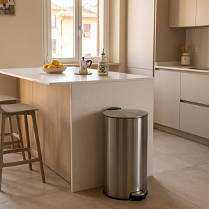 Contenedor <span class=keywords><strong>de</strong></span> Residuos <span class=keywords><strong>de</strong></span> Cocina, <span class=keywords><strong>Cubo</strong></span> <span class=keywords><strong>de</strong></span> <span class=keywords><strong>Basura</strong></span> Metálico Reciclable, Redondo, con Pedal - Product Image 3