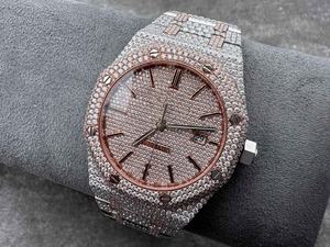 Custom Super quality Audemars diamond <b>watch</b> Arabic 41mm 3120 movement 15400 Rose Gold VVS full diamond ice moissanite <b>watch</b> - Product Image 3