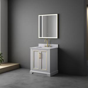 Gabinete de Baño con Espejo LED Cuadrado de Estilo Transicional V-NONH, Madera Contrachapada Sólida, Resistente al Agua, Cajones con Cierre Suave - Product Image 3