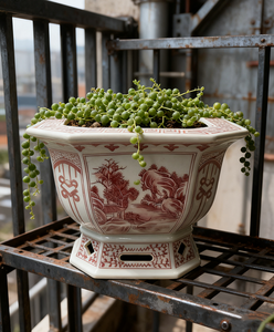 Jingdezhen Style Antique Pot de fleur en céramique chinoise jardinière en céramique rouge Pothos araignée Pot de plante décor à la maison - Product Image 6