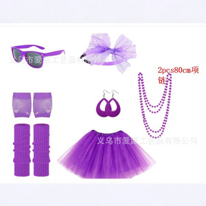 Ensemble de jupe de lapin, rouge rose, avec bandeau en dentelle, chauffe-jambes, colliers, boucles d'oreilles, déguisement fantaisie pour femme, 7 pièces - Product Image 2