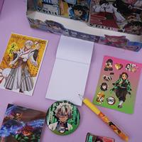 Nouveau style, sac cadeau de papeterie démoniaque mignonne de dessin animé, boîte mystère, carnet créatif, badges, stylos, ensemble de papeterie pour étudiants, vente en gros