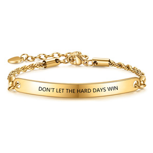 Heart-shaped <b>Engraved</b> Bracelet 5mm Gold Silver Don't Let the Hard Days Win Unisex Gift Jewelry - Product Image 5