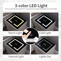 Table de chevet intelligente Station de charge sans fil et lumières LED et armoire de rangement à 3 tiroirs Table d'appoint moderne pour chambre à coucher