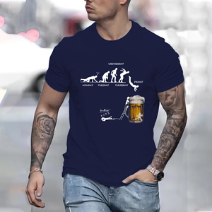 Camiseta informal de manga corta con cuello redondo para hombre, tela de punto de 180 gramos, taza de cerveza de miércoles, letra Gráfica Impresa para fiestas de barbacoas - Product Image 5