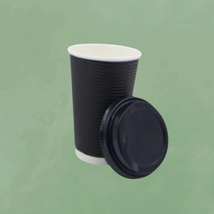 Gobelet en papier ondulé noir jetable écologique à double paroi pour solution de service de boissons chaudes (café, thé) résistantes à la chaleur – Inde - Product Image 1