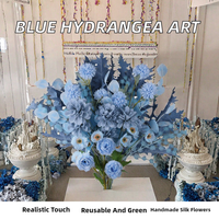 EG-ALR-BL03 2026 Fleurs artificielles en soie douce au toucher réel, style ciel et mer estival, pour allée de mariage, Hortensia bleu