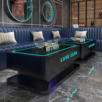 Bar moderne de luxe karaoké KTV LED table lumineuse logo personnalisé durable métal verre trempé discothèque meubles lumineux