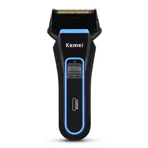 Kemei KM-2016 profesyonel elektrikli jilet erkek sakal tıraş makinesi 100-240V şarj edilebilir tıraş makinesi taşınabilir iki bıçaklı tıraş bıçağı düzeltici