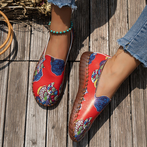 QLFashion cousu à la main à semelle souple chaussures décontractées femmes 2025 nouveau Style ethnique imprimé femmes 231 - Product Image 2