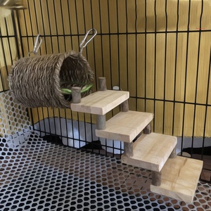 Accessoires de cage pour animaux de compagnie Hamsters Gerbilles <span class=keywords><strong>Rat</strong></span> Petits animaux Escalade Jouets à mâcher Hamster Échelle en bois Pont <span class=keywords><strong>Hamac</strong></span> Facile à installer - Product Image 2