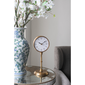 <b>Vintage</b> Inspired Gold Iron Table <b>Clock</b> 6.5x5.9x15.2 Inch Desk Decor - Product Image 1