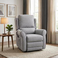 Fauteuil inclinable électrique moderne avec assistance à la levée, en tissu gris clair, télécommande, pour personnes âgées, soutien à la mobilité