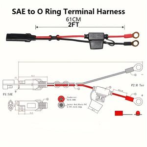 2FT 61CM SAE to O Ring terminale di prolunga SPT-2 16awg cavo convertitore presa filo 10A fusibile - Product Image 3