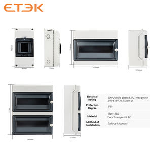 ETEK IP65防水ダストプルーフ屋外電気MCBジャンクションボックス4ウェイDC配電電源装置ABS + PCウォールマウント - Product Image 5