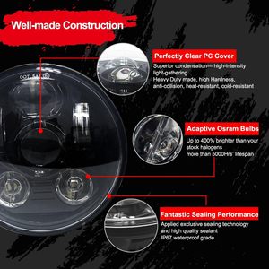 Phare LED de 5-3/4 5,75 pouces - Compatible avec Harley Davidson Dyna Street <span class=keywords><strong>Bob</strong></span> Super Wide Glide Low Rider Night Rod Train - Product Image 6