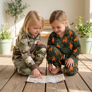 <b>Hoodie</b> Set Kids Polyester half zip Windproof Fleece Feeling Winter Children Jogger Suit <b>Christmas</b> Gift Multi Print - Product Image 2