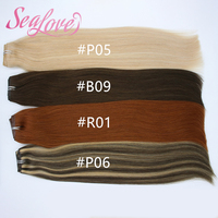 Extensions de cheveux à clips SL en stock Qingdao Invisible Genius Weft 100% cheveux humains russes Remy bruts